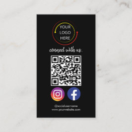 Tarjeta De Visita Código QR de medios sociales negros modernos