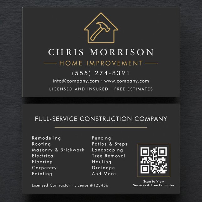 Tarjeta De Visita Código QR de Mejora del Hogar Profesional  (Subido por el creador)