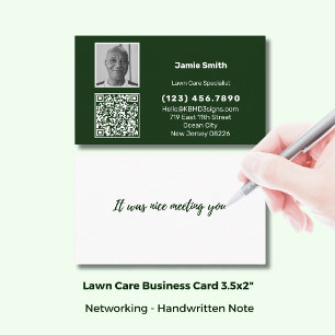 Tarjeta De Visita Código QR de Mensaje Personal Foto Simple Verde Bl