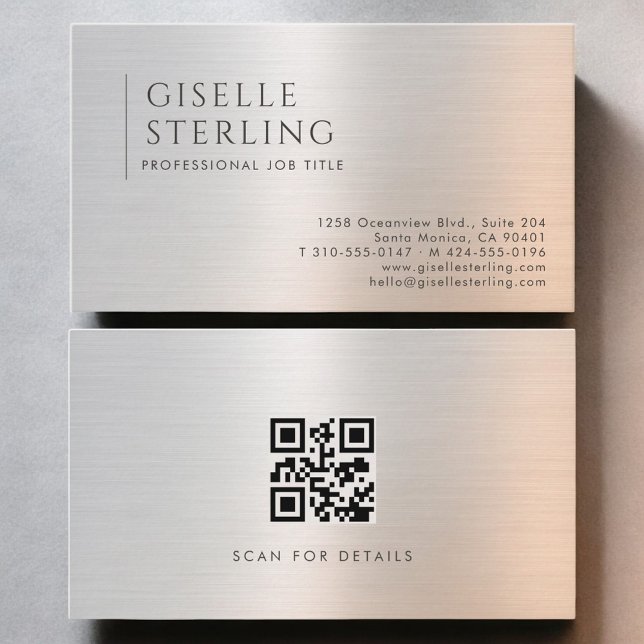 Tarjeta De Visita Código QR de Metal Cepillado (Subido por el creador)