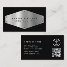 Código QR de metal de construcción negro plateado