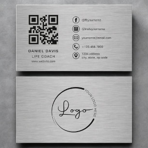 Tarjeta De Visita Código QR de Metal Entrenador de Vida