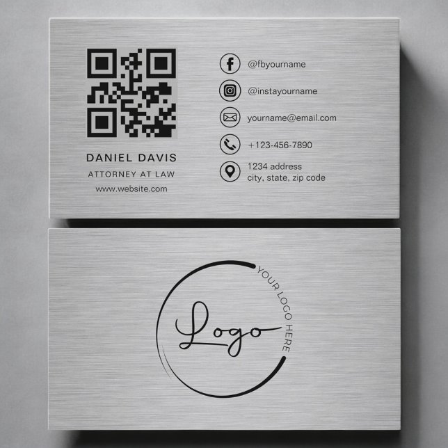 Tarjeta De Visita Código QR de metal para abogado (Subido por el creador)
