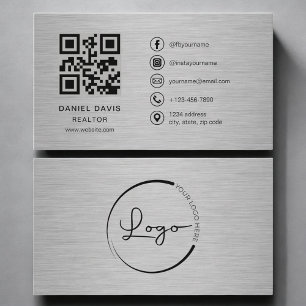 Tarjeta De Visita Código QR de metal para agentes inmobiliarios