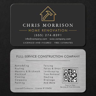 Tarjeta De Visita Código QR de metal para renovación del hogar