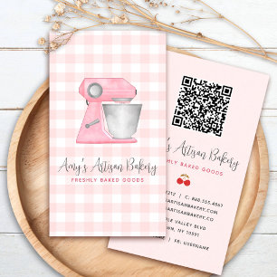 Tarjeta De Visita Código QR de mezclador de panadería de rosa sonros