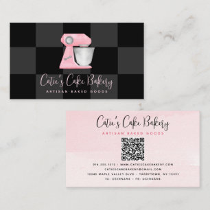 Tarjeta De Visita Código QR de mezclador de panadería rosa rubor a c