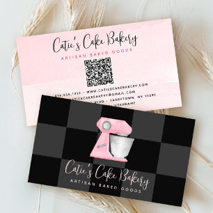 Tarjeta De Visita Código QR de mezclador de panadería rosa rubor a c