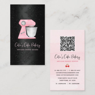 Tarjeta De Visita Código QR de mezclador de panadería tono rosado so