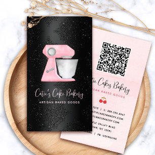 Tarjeta De Visita Código QR de mezclador de panadería tono rosado so