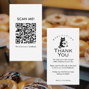 Tarjeta De Visita Código QR de Minimalista Gato Donut Deja una Reseñ