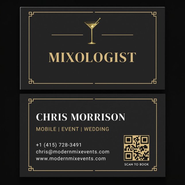 Tarjeta De Visita Código QR de Mixólogo Profesional (Subido por el creador)
