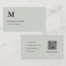 Código QR de monograma corporativo verde sage mini