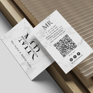 Tarjeta De Visita Código QR de monograma de artista de maquillaje de