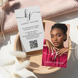 Tarjeta De Visita Código QR de monograma de escritura elegante para 