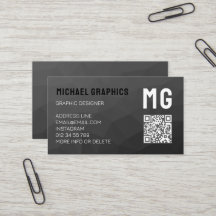 Código QR de monograma de malla geométrica gris os