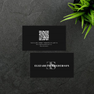 Tarjeta De Visita Código QR de monograma de retro Boutique