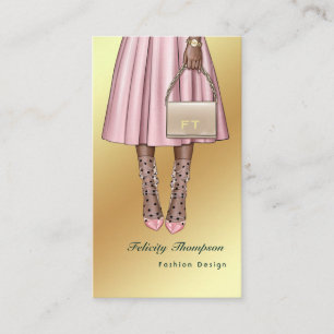 Tarjeta De Visita Código QR de monograma femenino rosa y dorado