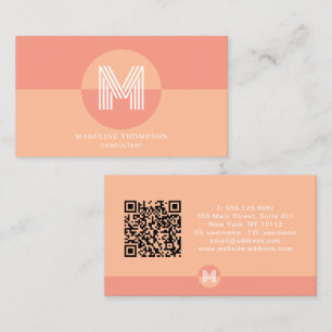 Tarjeta De Visita Código QR de monograma geométrico moderno de meloc