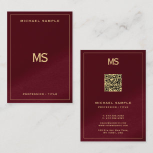 Tarjeta De Visita Código QR de Monograma Profesional UV Mate
