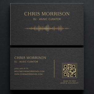 Tarjeta De Visita Código QR de música de DJ Black Gold profesional