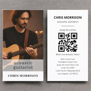 Tarjeta De Visita Código QR de Música de Guitarrista Acústico Foto