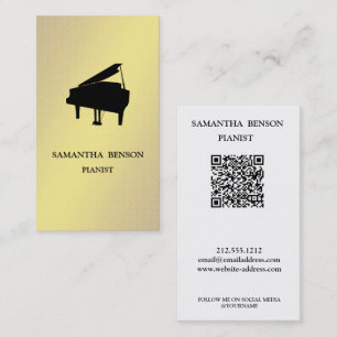 Tarjeta De Visita Código QR de músico pianista vintage profesor de m