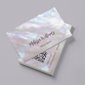 Tarjeta De Visita Código Qr de Nácar FAUX
