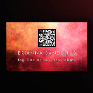 Tarjeta De Visita Código QR de Nebulosa Rosa Moderna Única Personali