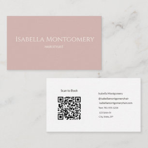 Tarjeta De Visita Código QR de Negocio de Estilista de Cabello Rosa