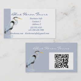 Tarjeta De Visita Código QR de negocio personalizado Gran Garza Azul