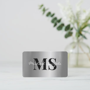 Tarjeta De Visita Código QR de nombre de caligrafía Luxe Silver