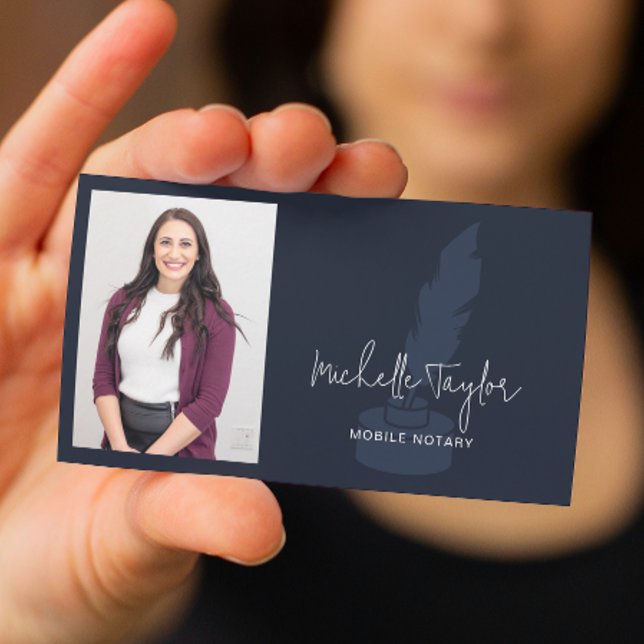 Tarjeta De Visita Código QR de notario móvil profesional moderno de  (Business Card with Notary Logo Design)