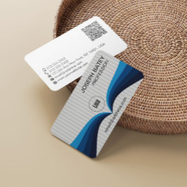 Tarjeta De Visita Código QR de onda azul elegante moderno profesiona