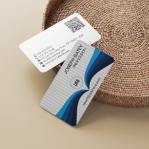 Tarjeta De Visita Código QR de onda azul elegante moderno profesiona
