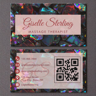 Tarjeta De Visita Código QR de Opal Gemstone para Terapia de Masaje