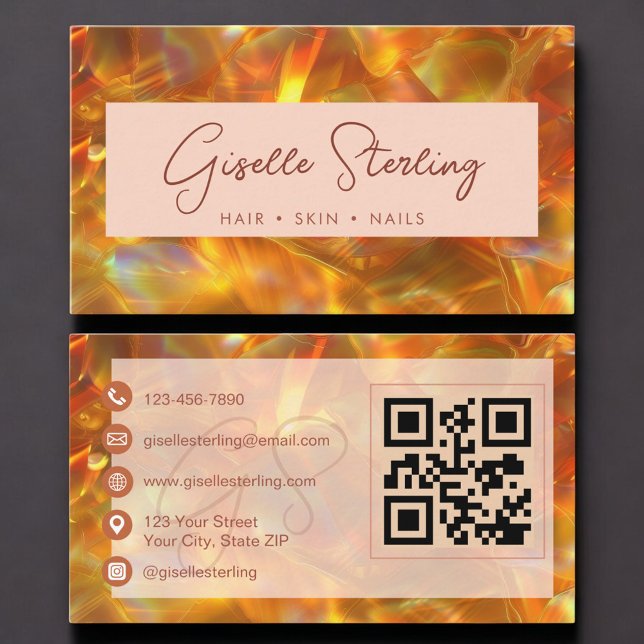 Tarjeta De Visita Código QR de Ópalo Ámbar Moderno (Subido por el creador)