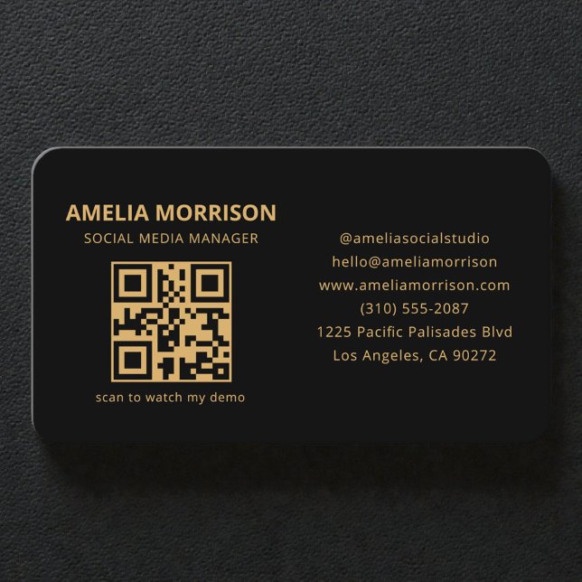 Tarjeta De Visita Código QR de oro negro (Subido por el creador)