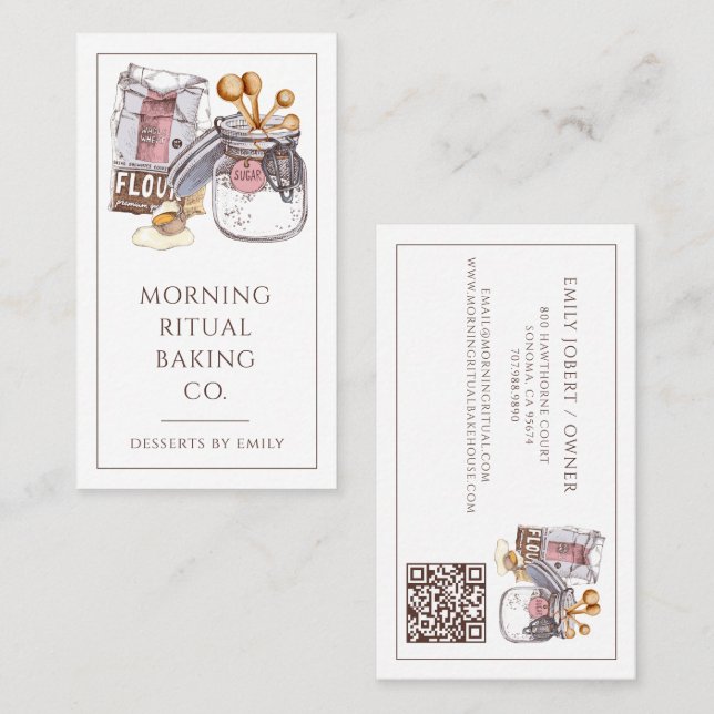 Tarjeta De Visita Código QR de panadería artesanal (Anverso / Reverso)