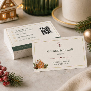 Tarjeta De Visita Código QR de panadería de Navidad moderna