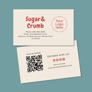 Tarjeta De Visita Código QR de panadería en negrita listo para la ma
