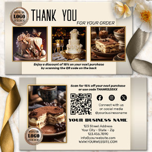 Tarjeta De Visita Código QR de panadería Foto Gracias por su pedido