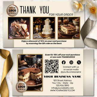 Tarjeta De Visita Código QR de panadería Foto Gracias por su pedido