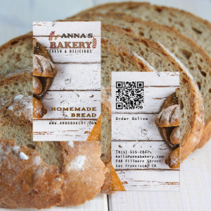 Tarjeta De Visita Código QR de Panadería Local Rústica Casera