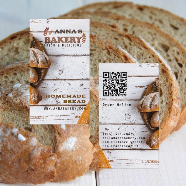 Tarjeta De Visita Código QR de Panadería Local Rústica Casera (Subido por el creador)