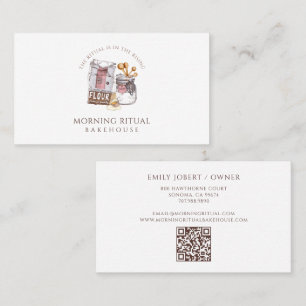 Tarjeta De Visita Código QR de pastelero de acuarela artesanal para 