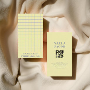 Tarjeta De Visita Código QR de patrón amarillo pálido revisado