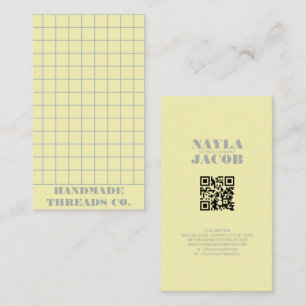 Tarjeta De Visita Código QR de patrón amarillo pálido revisado
