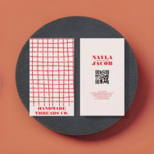 Código QR de Patrón de Cuadro Rojo Rosa Intenso pa