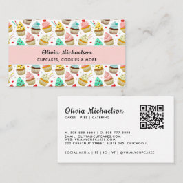 Tarjeta De Visita Código QR de patrón de magdalena linda panadería